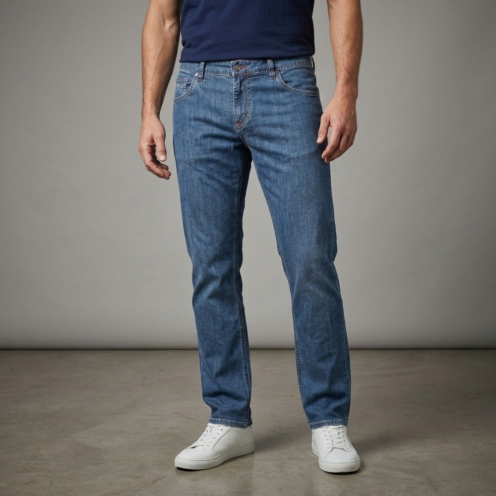Alberto Stone Modern Fit Jeans Mens 33x32 Blue Luxury T400 Light Denim 5007 1575
